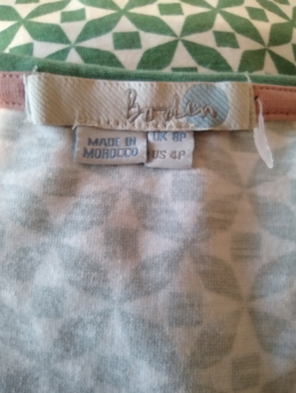 Boden Lola Jersey Knit Faux Wrap Dress Size 4 Geo Pinwheel Print Green Comfy - Picture 3 of 4
